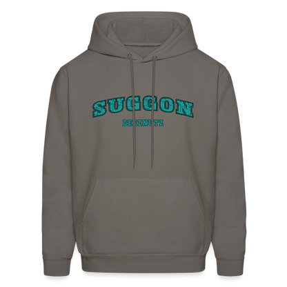 Suggon Deeznutz Hoodie (Funny Adult Humor) Color: asphalt gray