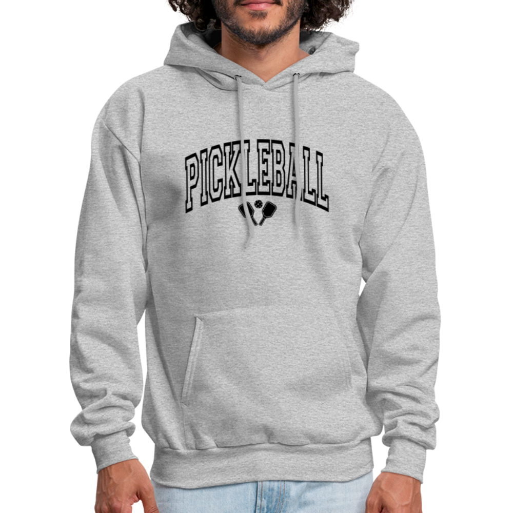 Pickleball Hoodie (Arched Black Letters) - heather gray