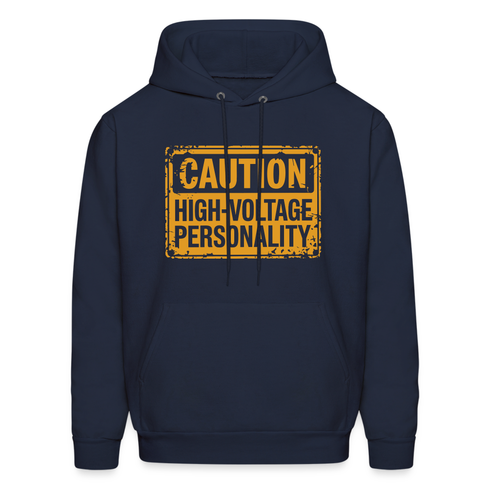 Caution High Voltage Personality Hoodie - navy