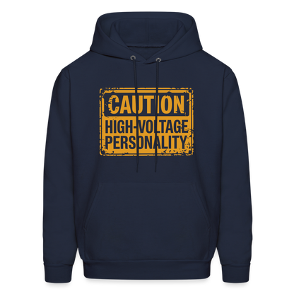 Caution High Voltage Personality Hoodie - navy