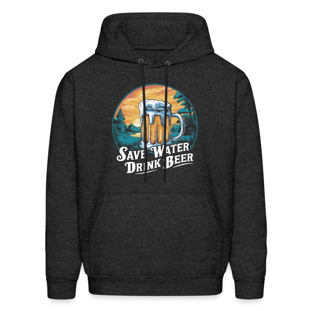 Men's Save Water Drink Beer (Funny Beer Drinking) Hoodie - Color: charcoal grey