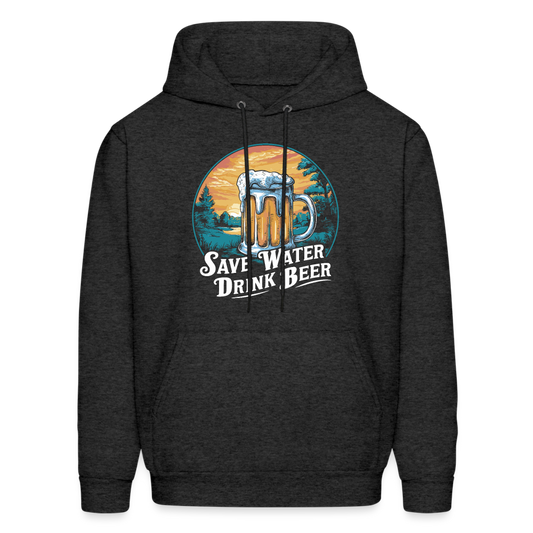 Men's Save Water Drink Beer (Funny Beer Drinking) Hoodie - Color: charcoal grey