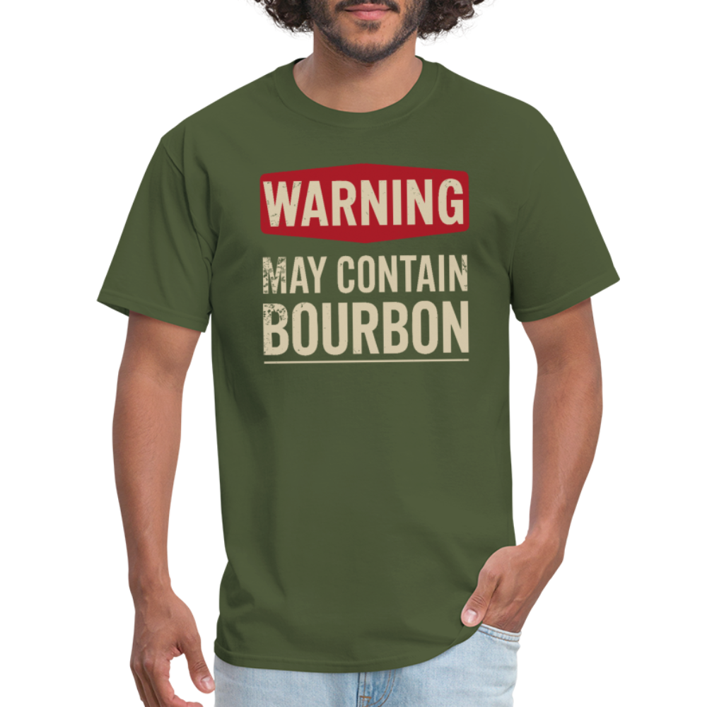 Warning May Contain Bourbon T-Shirt - military green