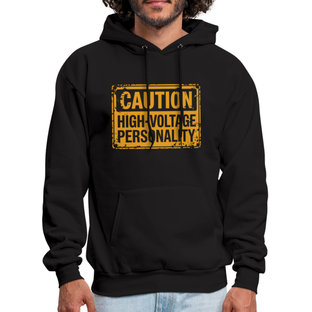 Caution High Voltage Personality Hoodie - black