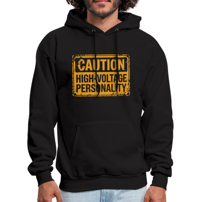 Caution High Voltage Personality Hoodie - black