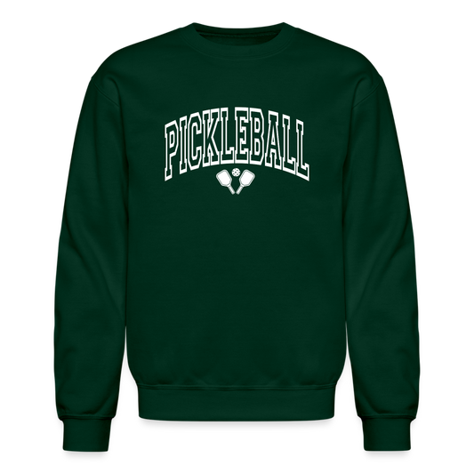 Pickleball Sweatshirt (Arched White Letters) - forest green