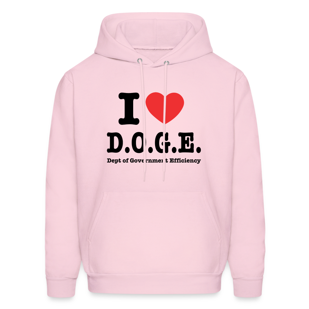 I Love D.O.G.E (I Heart Dept of Government Efficiency) Hoodie - pale pink