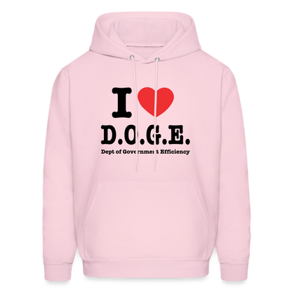 I Love D.O.G.E (I Heart Dept of Government Efficiency) Hoodie - pale pink