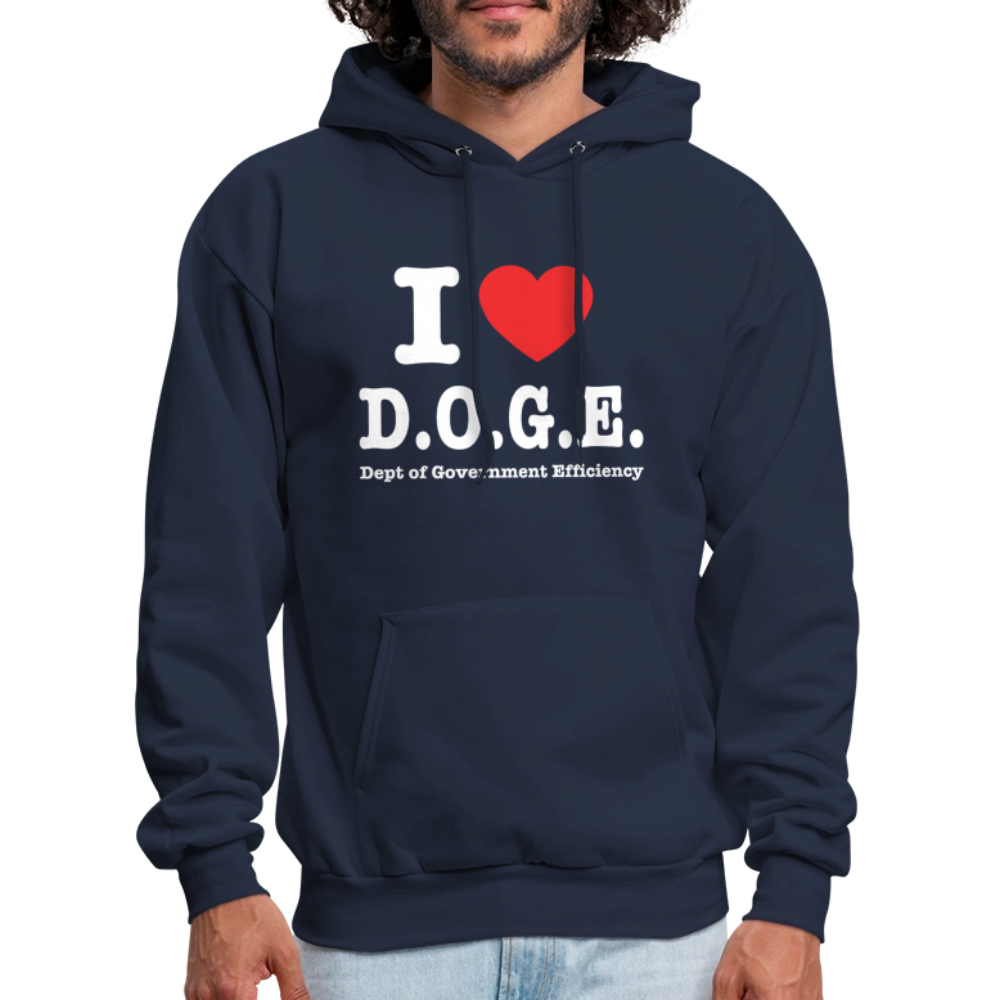 I Heart D.O.G.E (I Love Dept of Government Efficiency) Hoodie - navy