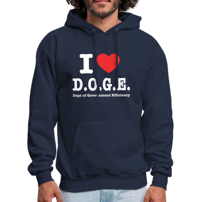 I Heart D.O.G.E (I Love Dept of Government Efficiency) Hoodie - navy