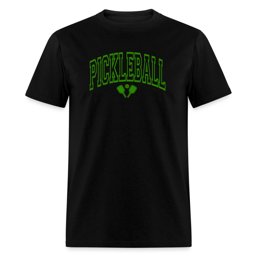 Pickleball T-Shirt (Arched Green Letters) - black