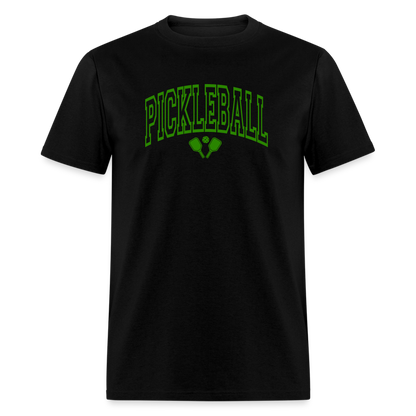 Pickleball T-Shirt (Arched Green Letters) - black