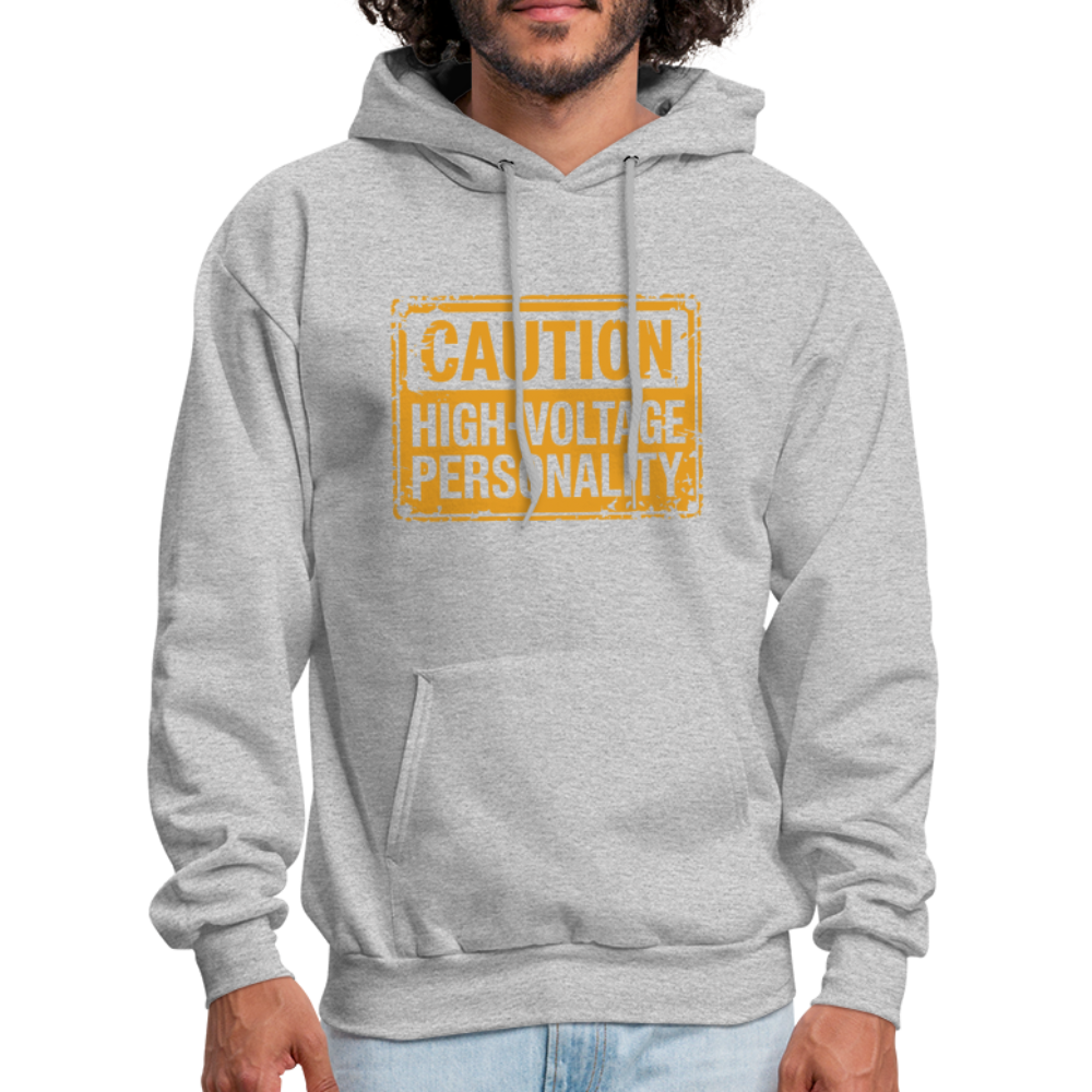 Caution High Voltage Personality Hoodie - heather gray