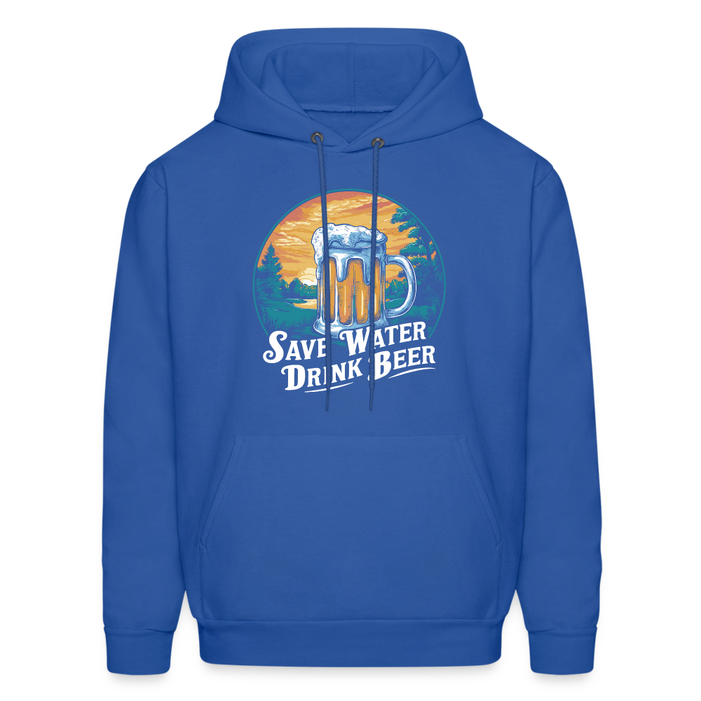 Men's Save Water Drink Beer (Funny Beer Drinking) Hoodie - Color: royal blue