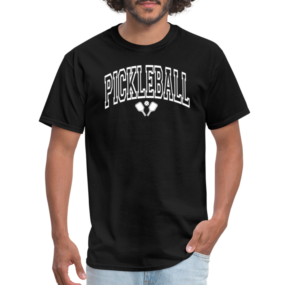 Pickleball T-Shirt (Arched White Letters) - black