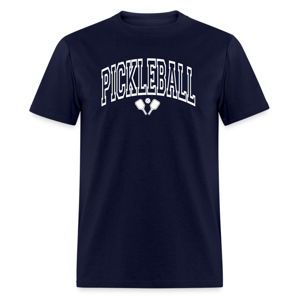 Pickleball T-Shirt (Arched White Letters) - navy