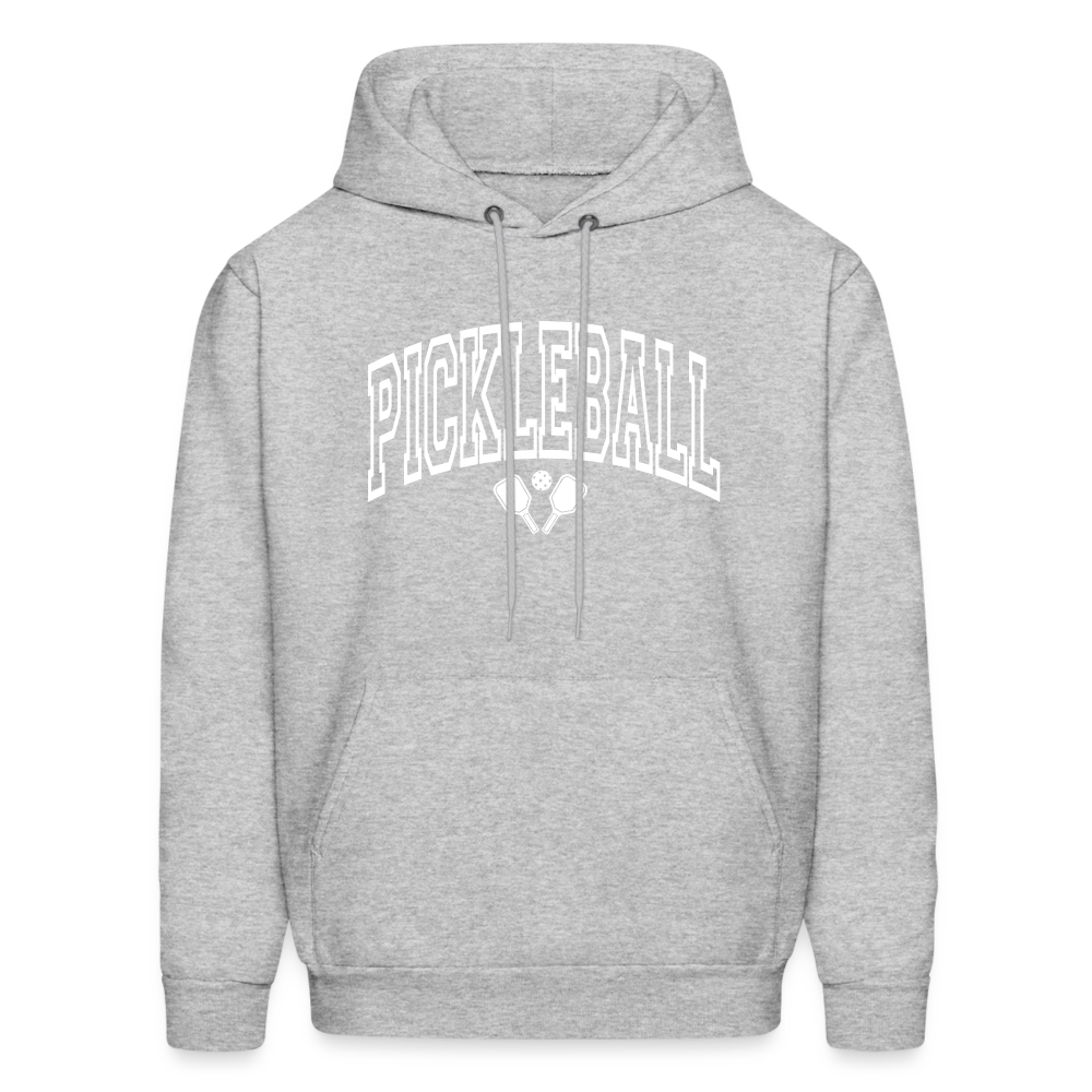 Pickleball Hoodie (Arched White Letters) - heather gray