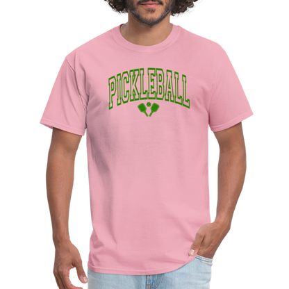 Pickleball T-Shirt (Arched Green Letters) - pink