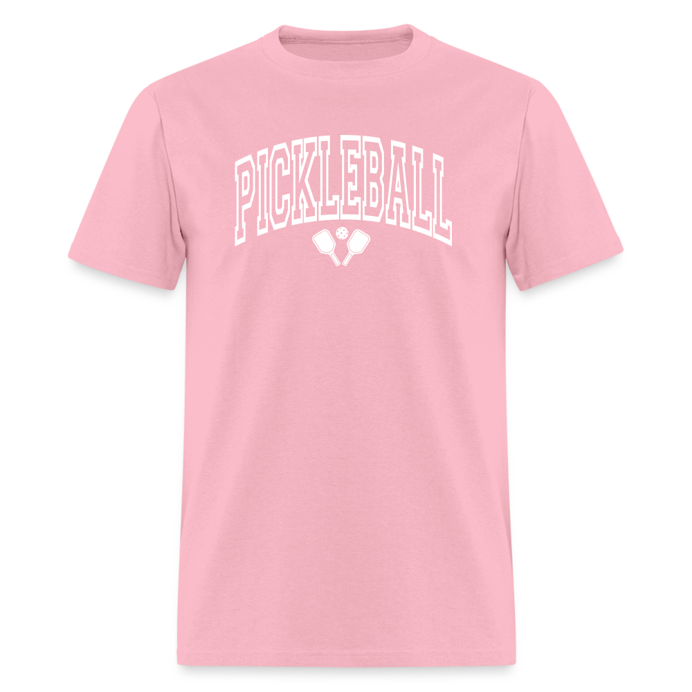 Pickleball T-Shirt (Arched White Letters) - pink