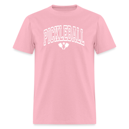 Pickleball T-Shirt (Arched White Letters) - pink