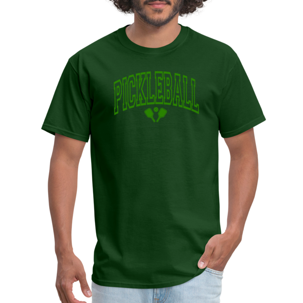 Pickleball T-Shirt (Arched Green Letters) Color: white
