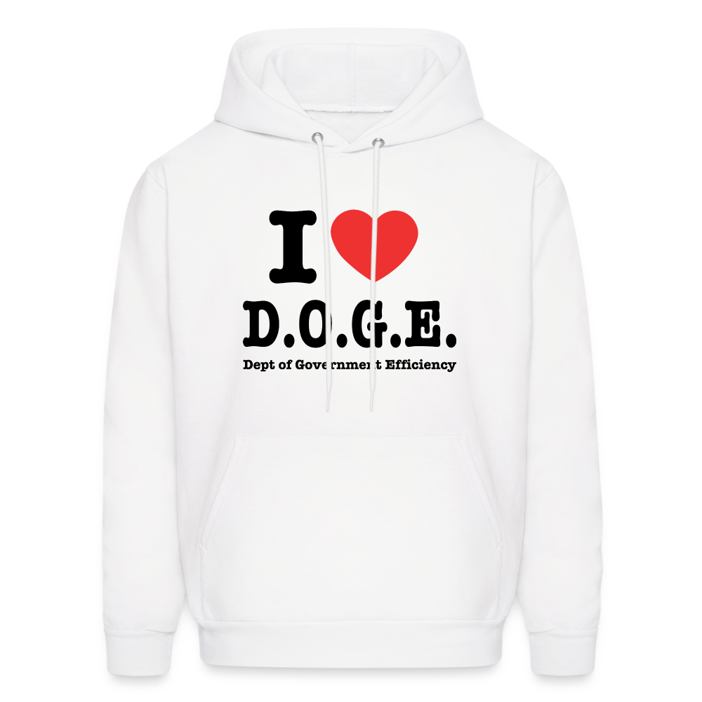 I Love D.O.G.E (I Heart Dept of Government Efficiency) Hoodie - white