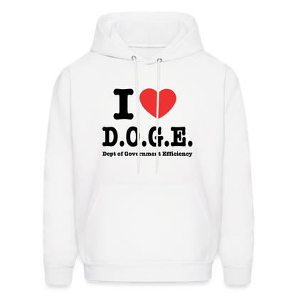 I Love D.O.G.E (I Heart Dept of Government Efficiency) Hoodie - white