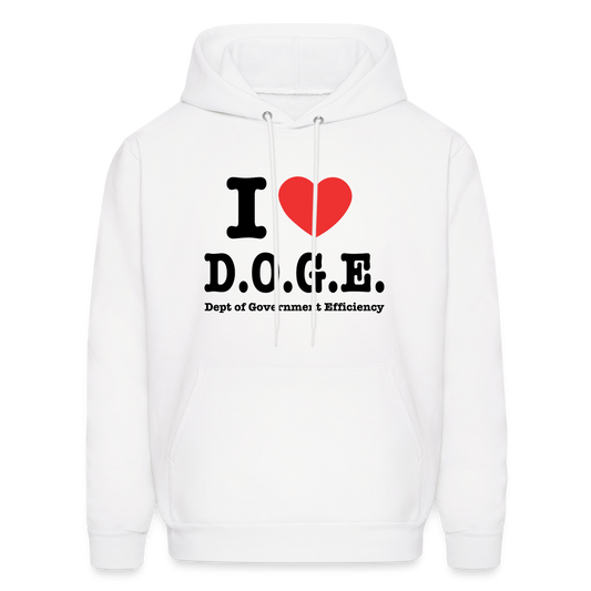 I Love D.O.G.E (I Heart Dept of Government Efficiency) Hoodie - white