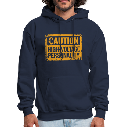 Caution High Voltage Personality Hoodie - navy