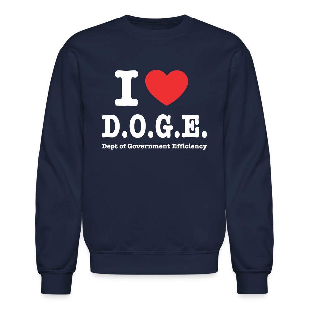 I Heart D.O.G.E (I Love Dept of Government Efficiency) Sweatshirt - navy