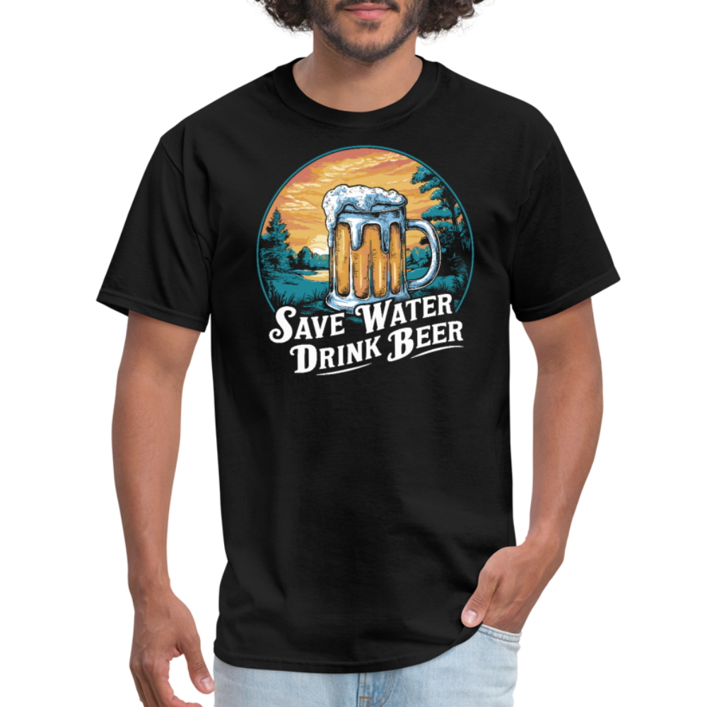 Save Water Drink Beer (Funny Beer Drinking) T-Shirt Color: black