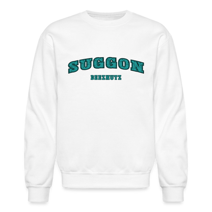 Suggon Deeznutz Sweatshirt (Funny Adult Sexual Humor) Color: white