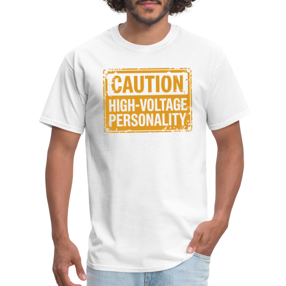 Caution High Voltage Personality T-Shirt - white