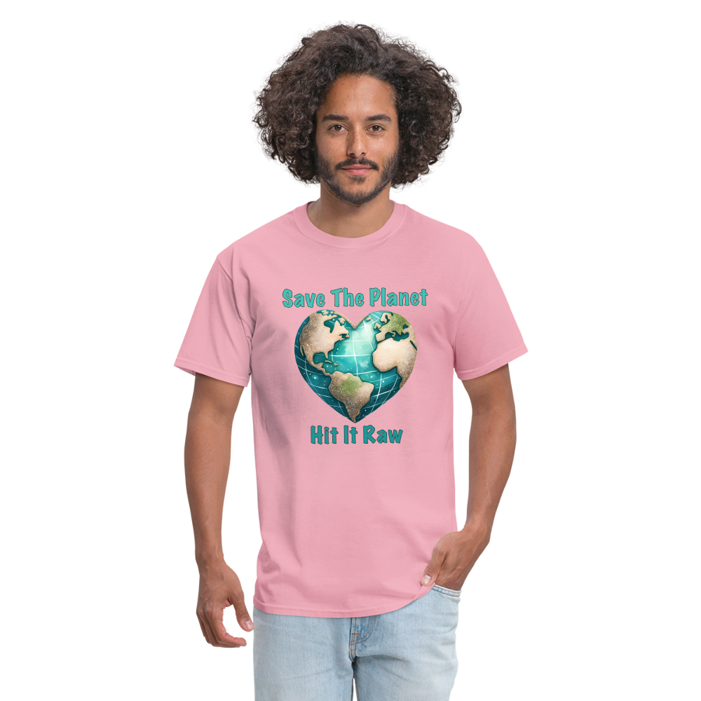 Save The Planet Hit It Raw T-Shirt (Fun Environmental Awareness) Color: heather black