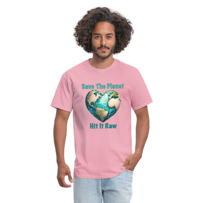 Save The Planet Hit It Raw T-Shirt (Fun Environmental Awareness) Color: heather black