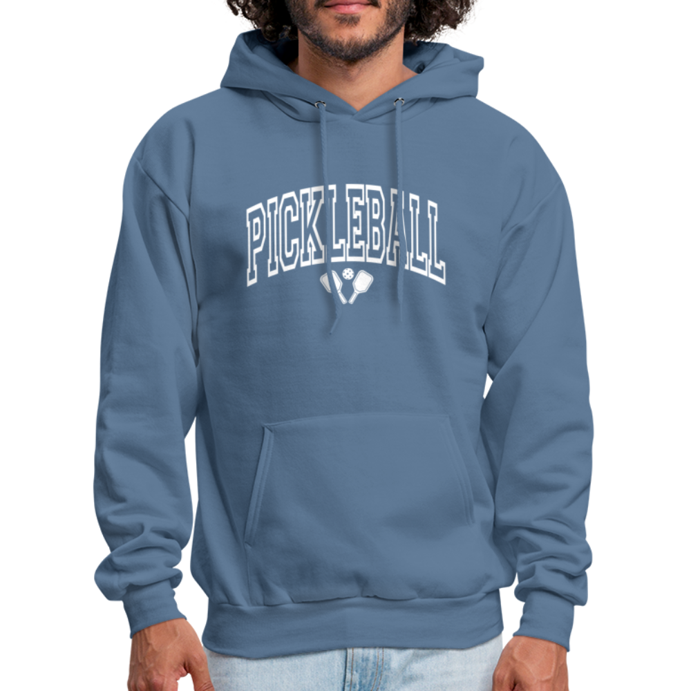 Pickleball Hoodie (Arched White Letters) - denim blue