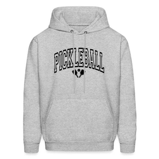 Pickleball Hoodie (Arched Black Letters) - heather gray