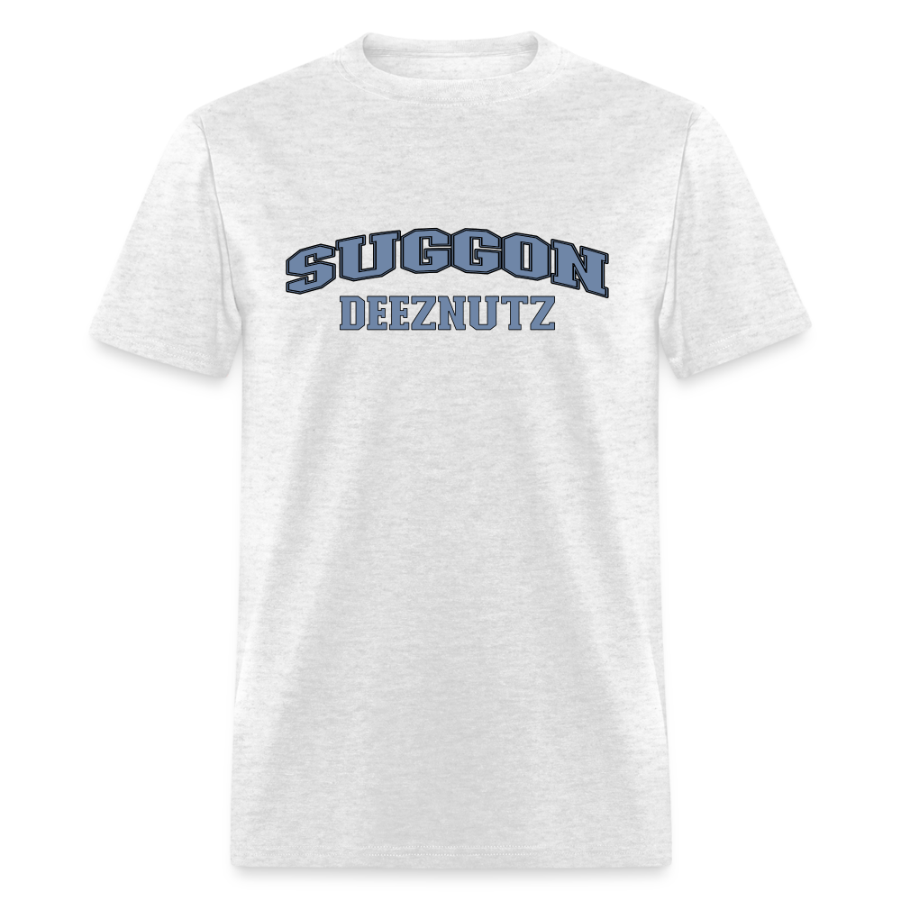 Suggon Deeznutz T-Shirt (in Blue Ball Colors - Funny Sexual Humor) Color: light heather gray