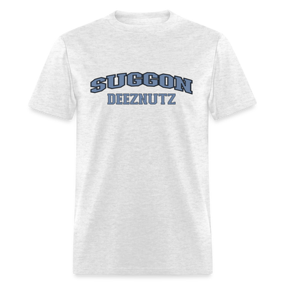 Suggon Deeznutz T-Shirt (in Blue Ball Colors - Funny Sexual Humor) Color: light heather gray