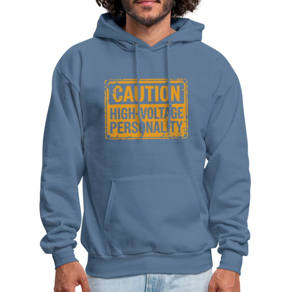 Caution High Voltage Personality Hoodie - denim blue