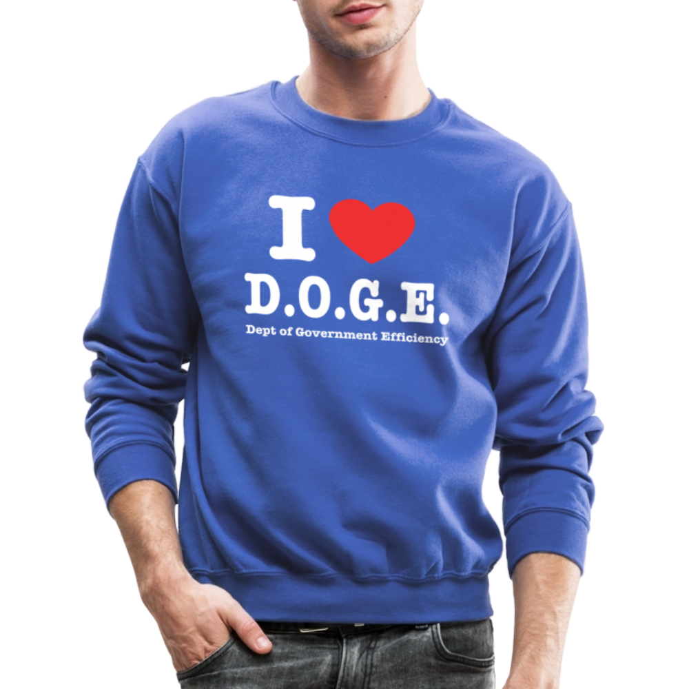 I Heart D.O.G.E (I Love Dept of Government Efficiency) Sweatshirt - royal blue