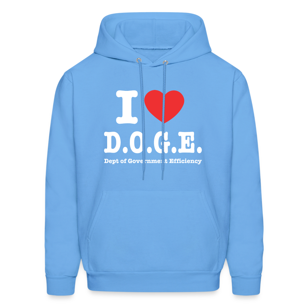 I Heart D.O.G.E (I Love Dept of Government Efficiency) Hoodie - carolina blue