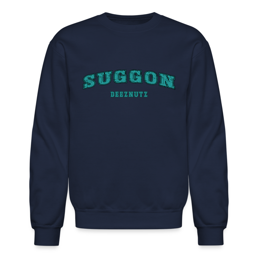 Suggon Deeznutz Sweatshirt (Funny Adult Sexual Humor) Color: navy