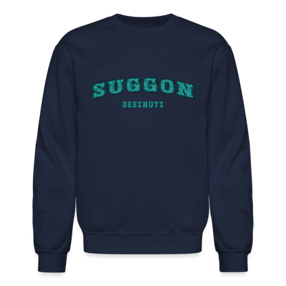 Suggon Deeznutz Sweatshirt (Funny Adult Sexual Humor) Color: navy