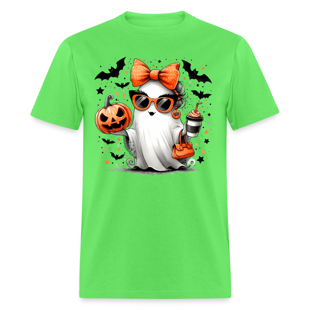 Cute Halloween Mom Ghost T-Shirt Color: kiwi