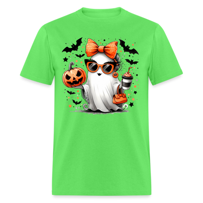 Cute Halloween Mom Ghost T-Shirt Color: kiwi