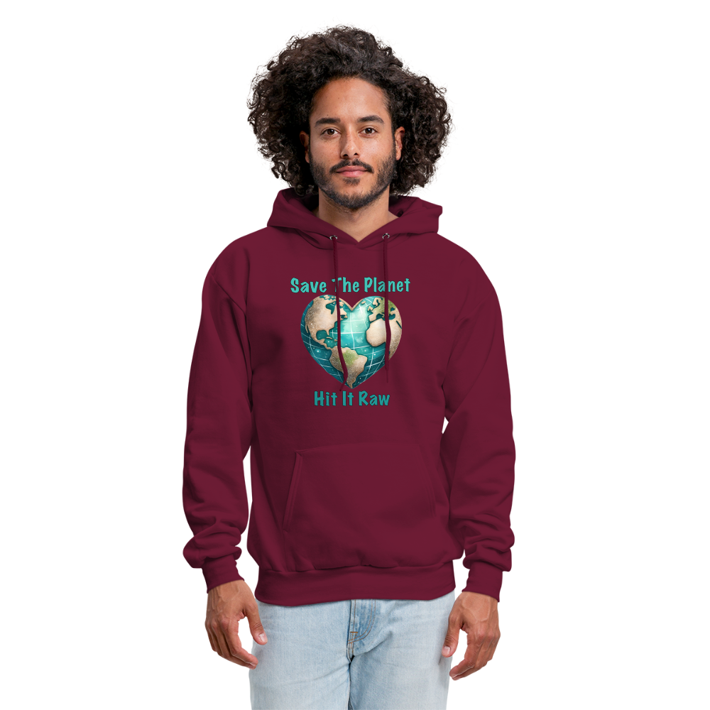 Save The Planet Hit It Raw Hoodie (Fun Environmental Awareness) Color: forest green