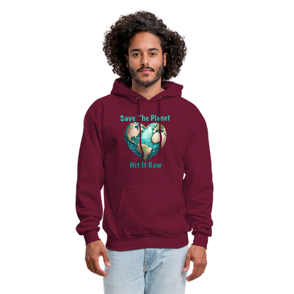 Save The Planet Hit It Raw Hoodie (Fun Environmental Awareness) Color: forest green