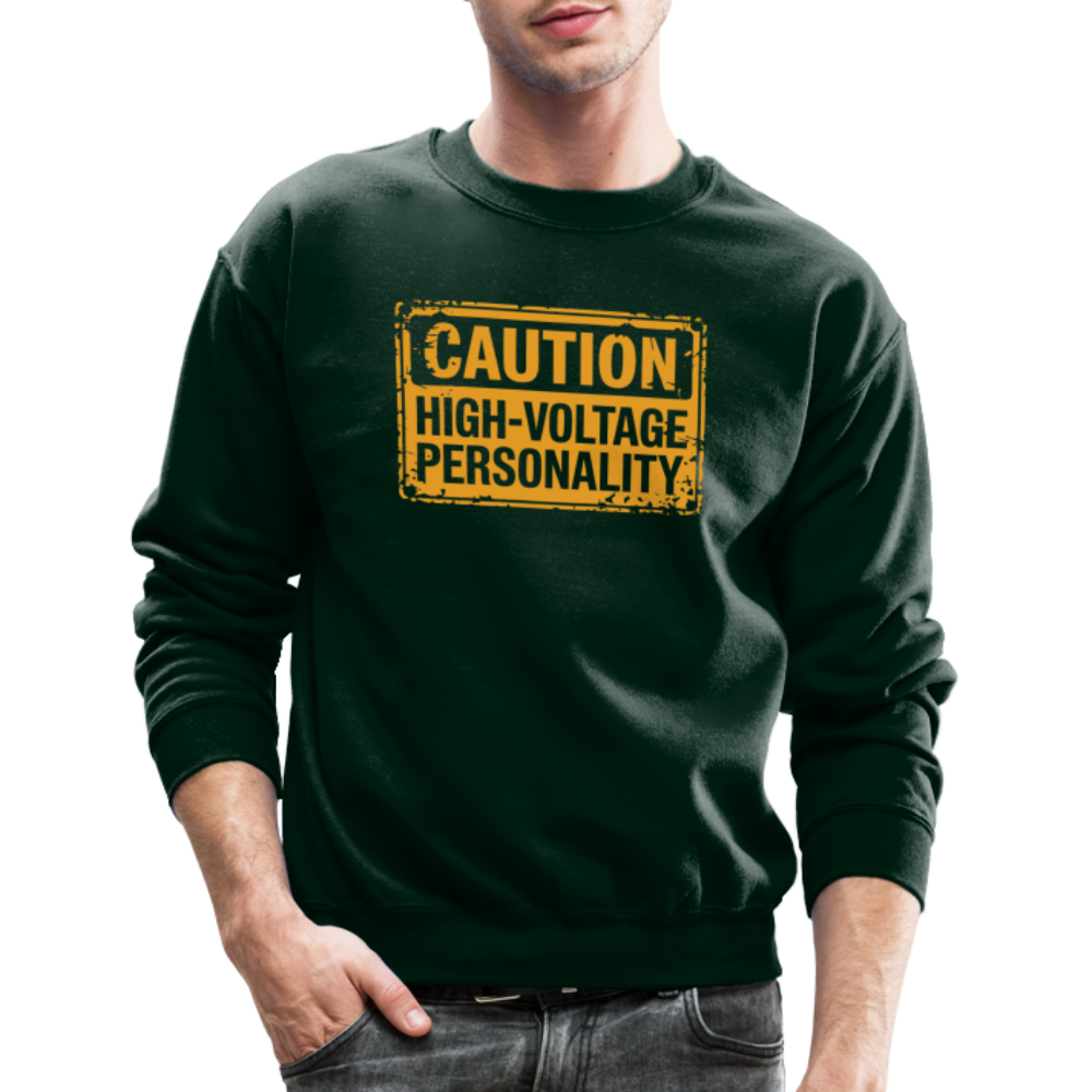 Caution High Voltage Personality Sweatshirt - forest green