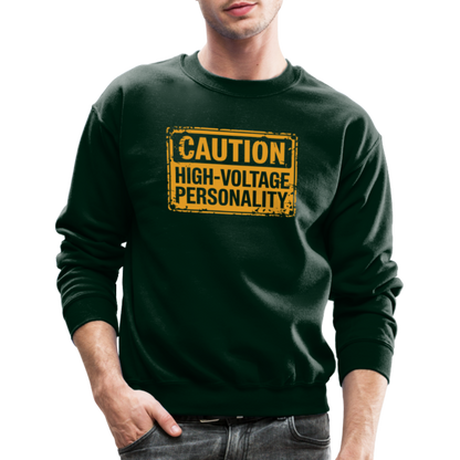 Caution High Voltage Personality Sweatshirt - forest green